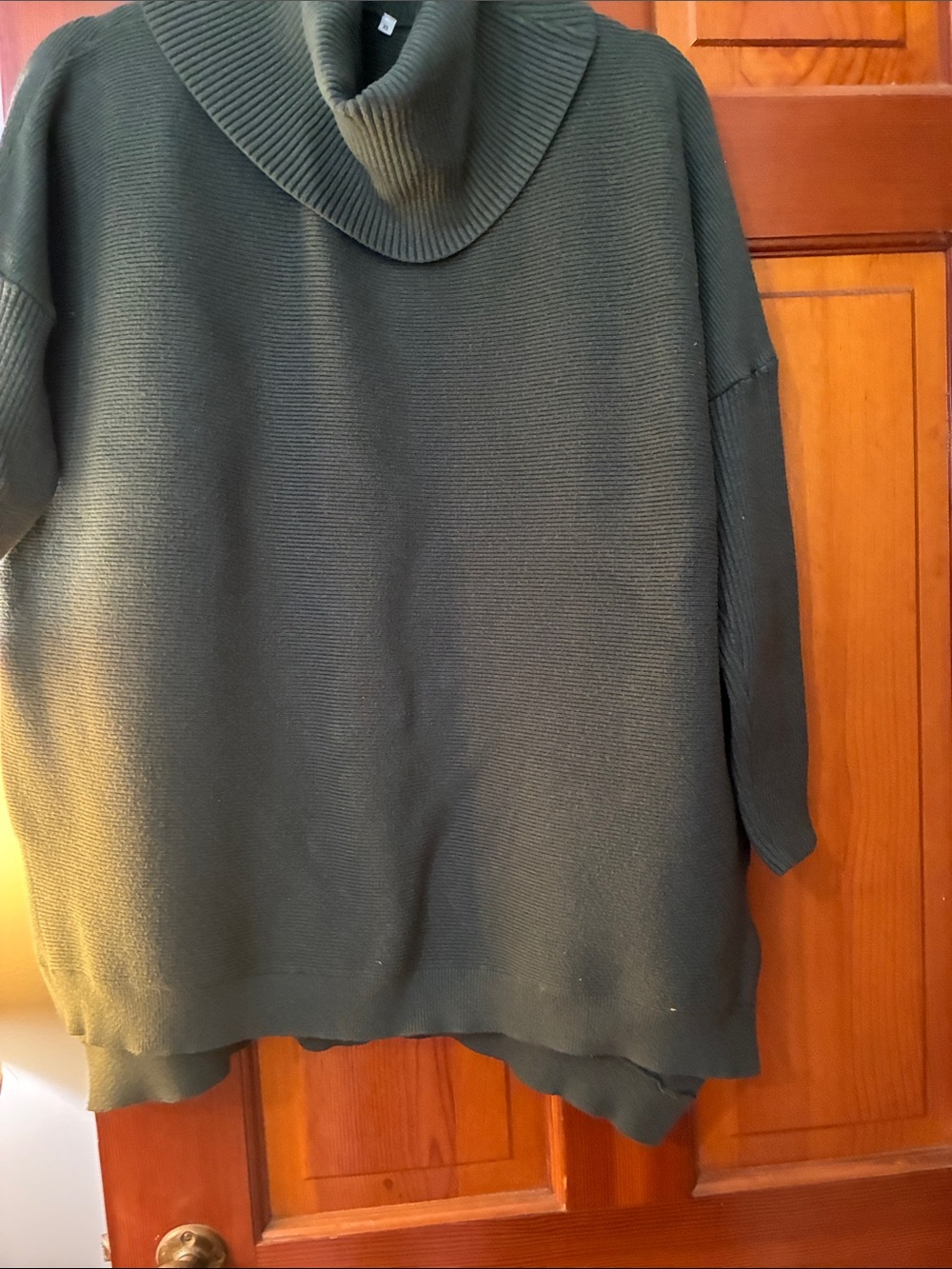 Turtleneck Oversized Women's Sweater - Olive Green